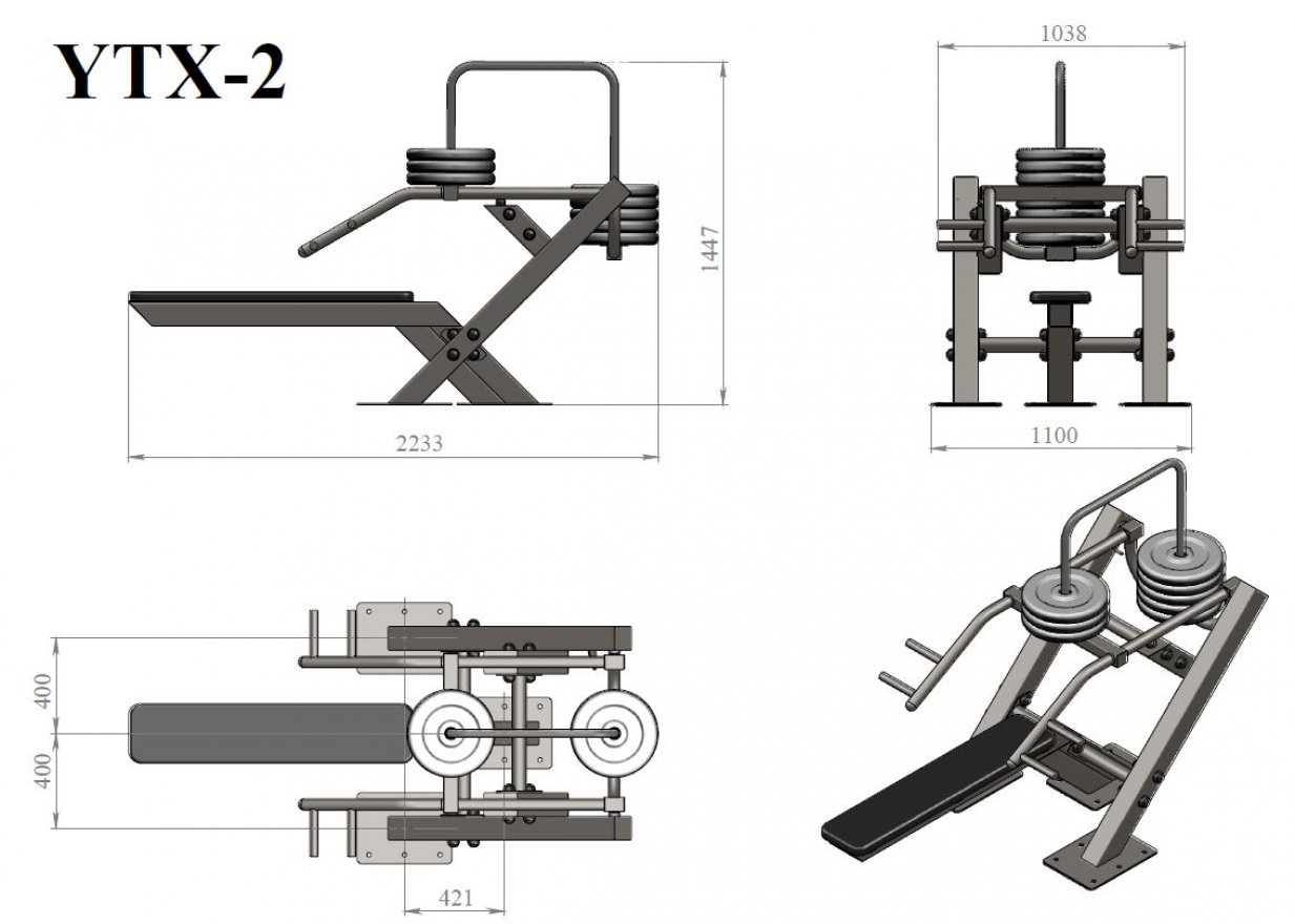 Уличный тренажер TORUDA Жим от груди лежа 2