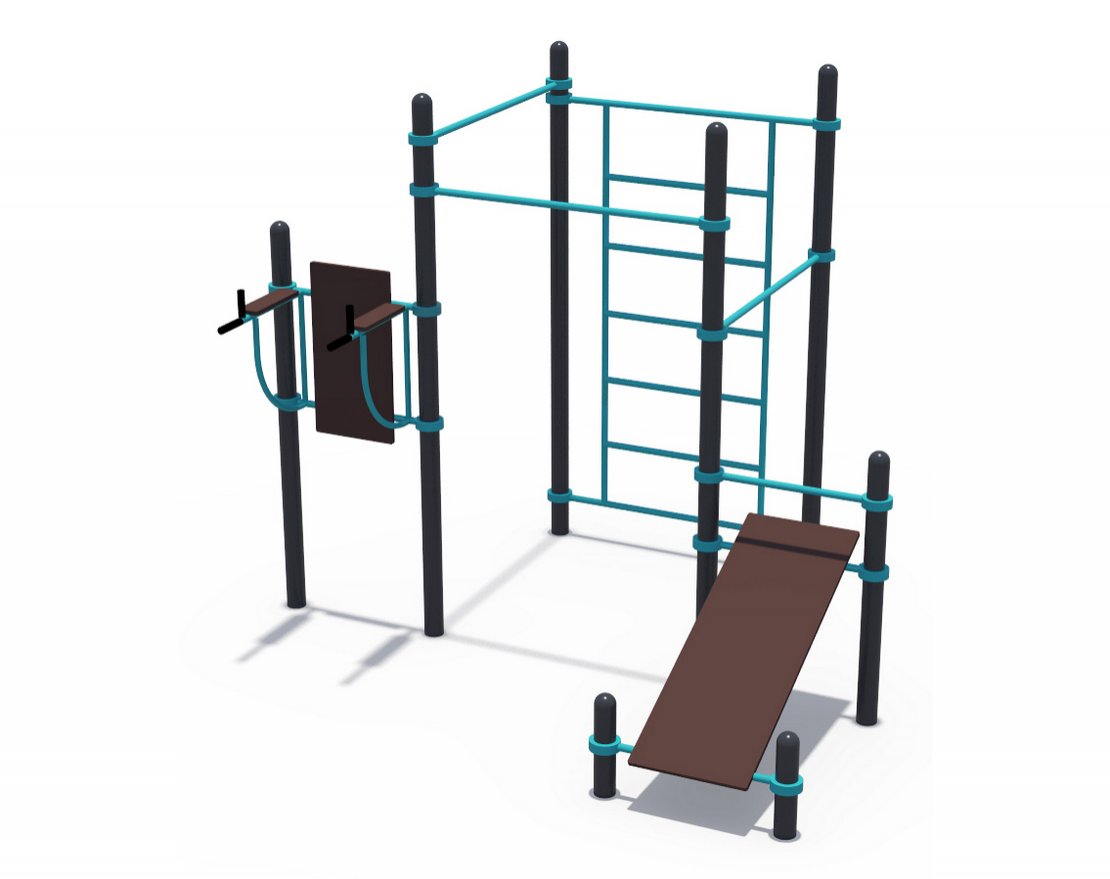 Оборудование для воркаута гимнастическая стенка со скамьей для пресса и брусьями СОВ 01204 - вид 0