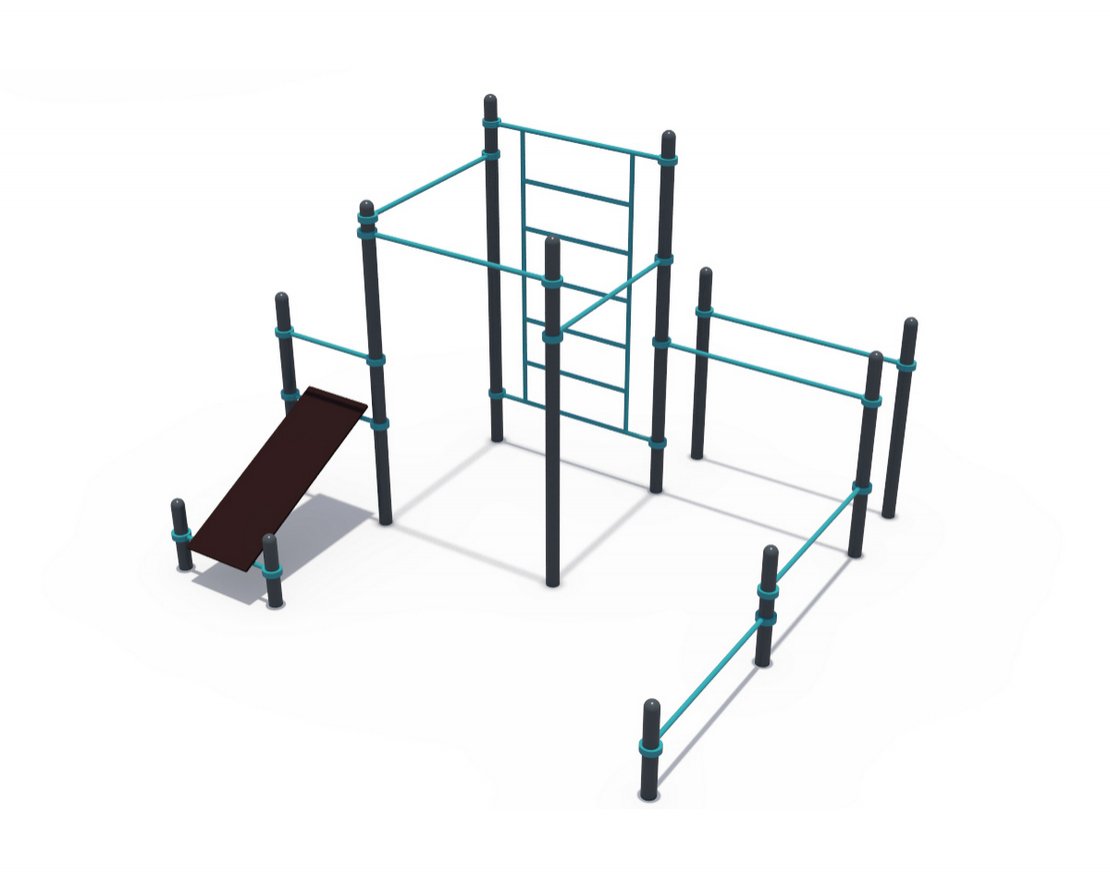 Воркаут  Комплекс турников, шведской стенки и скамьи для пресса и упоров для отжимания СОВ 01160.1 0