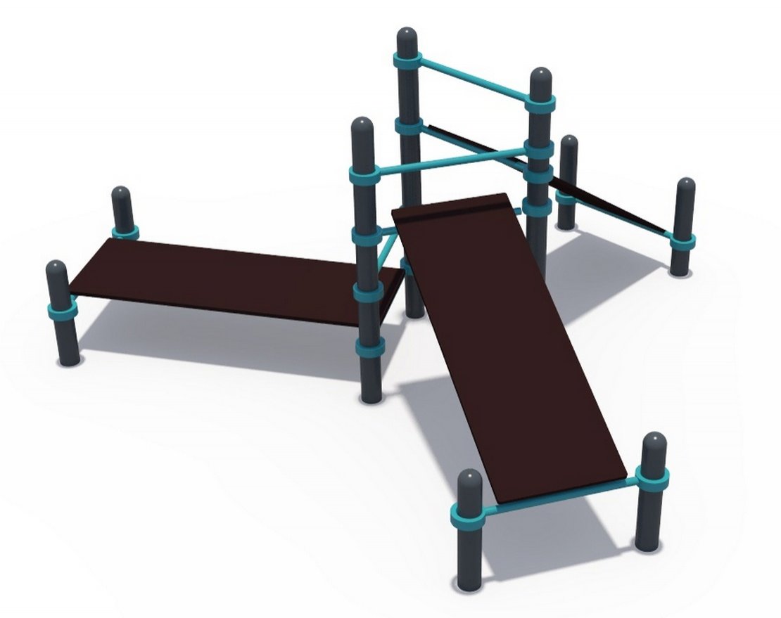 Воркаут Скамья для пресса  (тройная скамья из двух наклонных и одной прямой) СОВ 01120.1 0